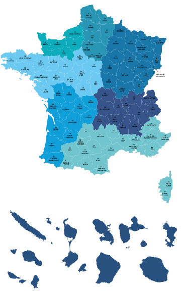 Mapa de França e DOM TOM